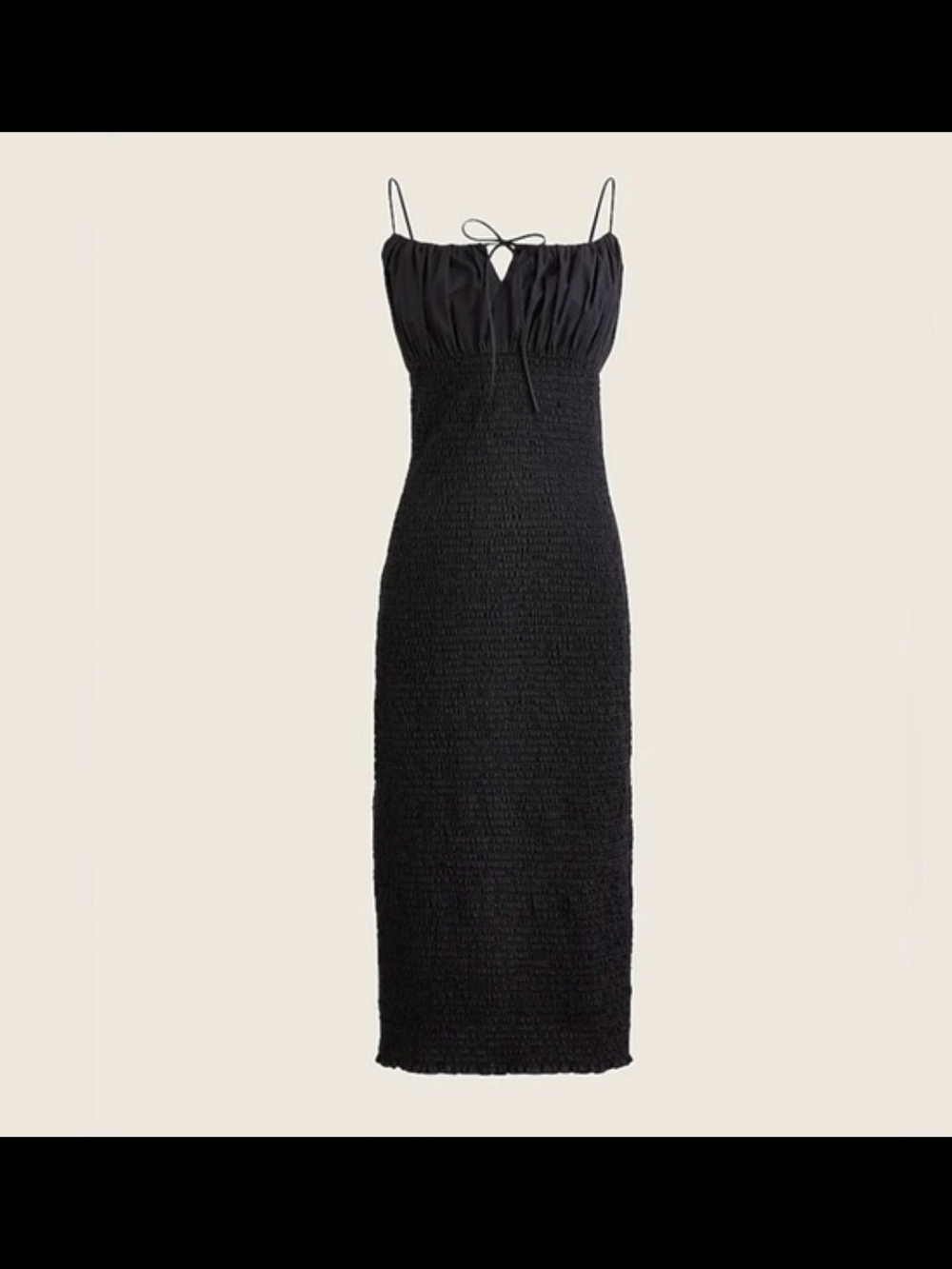 J Crew Black Smocked Linen Midi Bidycon Dress Sz 4